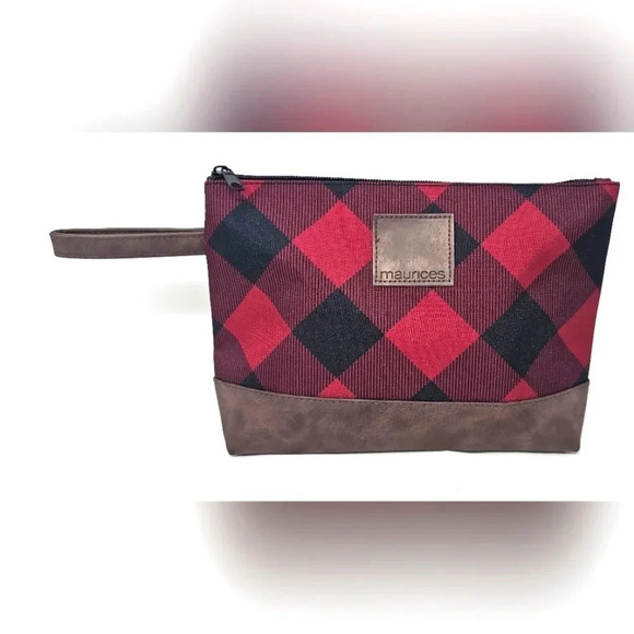 Maurices Red & Black Buffalo Plaid Toiletry Cosmetic Case-NWOT - Picture 1 of 13
